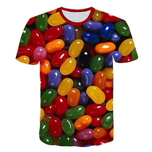 

Men's 3D Print T-shirt Daily Round Neck Rainbow / Short Sleeve