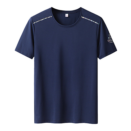 

Men's Short Sleeve Running Shirt Tee Tshirt Top Windproof Quick Dry Soft Fitness Running Jogging Sportswear Solid Colored Black Blue Dark Blue Activewear Stretchy / Sweat-wicking