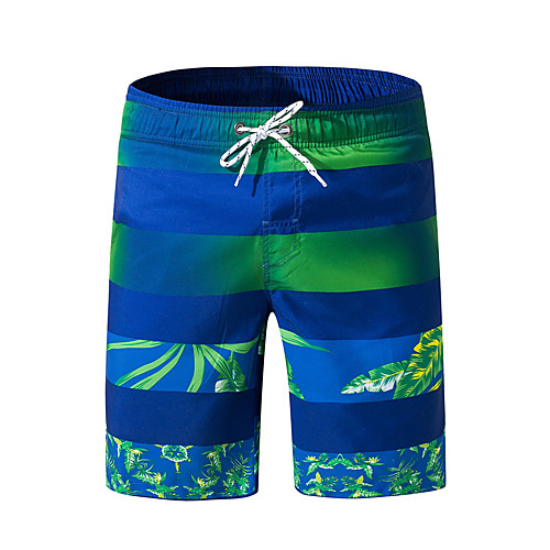 

Men's Beach board shorts Swimsuit Print Color Block Tropical Green Swimwear Bathing Suits