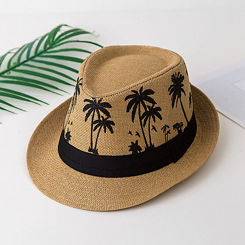 

Unisex Basic Straw Straw Hat-Floral All Seasons White Camel Beige