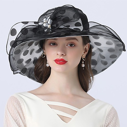 

Vintage Style Fashion Tulle / Organza Hats / Headwear with Bowknot / Flower / Polka Dot 1 Piece Wedding / Outdoor Headpiece