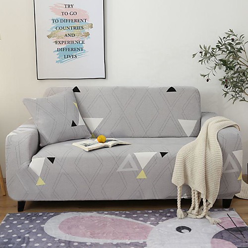 

Triangle Print Dustproof All-powerful Slipcovers Stretch Sofa Cover Super Soft Fabric Couch Cover with One Free Pillow Case