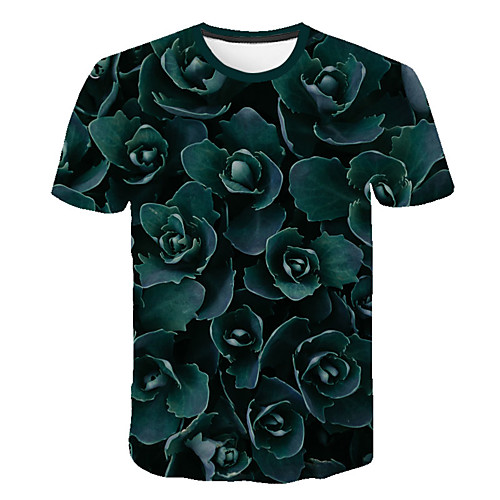 

Men's Plus Size Color Block 3D Rose Print T-shirt Basic Exaggerated Daily Sports Round Neck Navy Blue / Short Sleeve