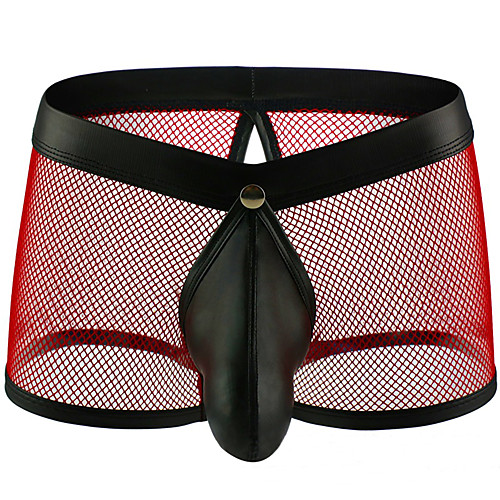 

Men's Mesh Boxers Underwear - Normal Low Waist Black White Yellow S M L