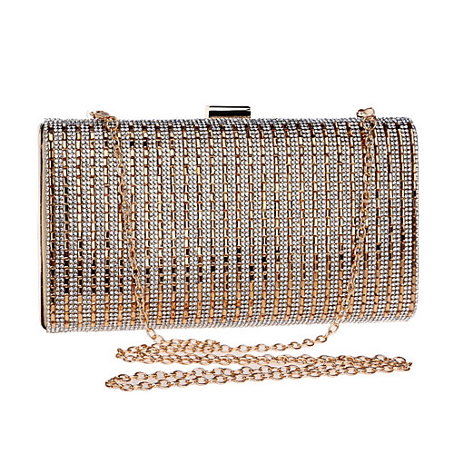 

Women's Bags Polyester Evening Bag Crystals Chain Striped Party Wedding Event / Party Wedding Bags Handbags Black Gold Silver