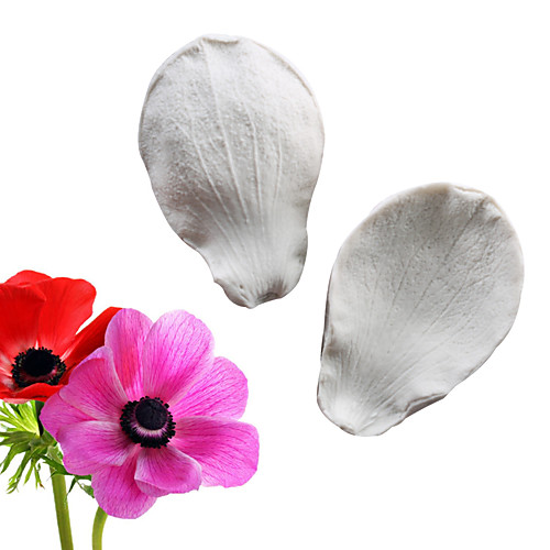 

2pcs Simulation sugar flower anemone double-sided texture stamping mold fondant cake silicone mold baking tool