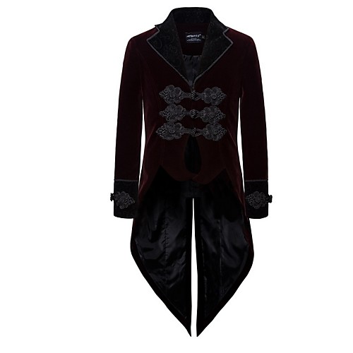 

Men's Blazer, Floral Notch Lapel Polyester Wine