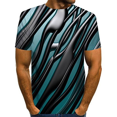 

Men's 3D T-shirt Basic Daily Round Neck Rainbow / Short Sleeve