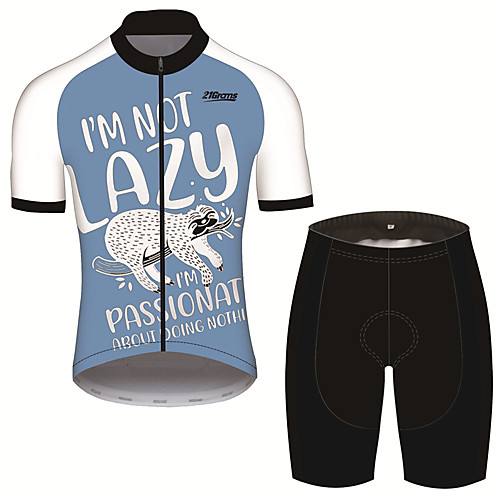 

21Grams Men's Short Sleeve Cycling Jersey with Shorts Spandex Polyester Black / Blue Animal Sloth Bike Clothing Suit UV Resistant Breathable 3D Pad Quick Dry Sweat-wicking Sports Animal Mountain Bike