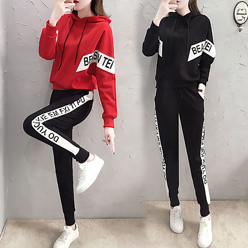 

Women's 2-Piece Patchwork Tracksuit Sweatsuit Jogging Suit 2pcs Winter Pullover Running Fitness Jogging Breathable Soft Sportswear Athletic Clothing Set Long Sleeve Activewear Micro-elastic Regular