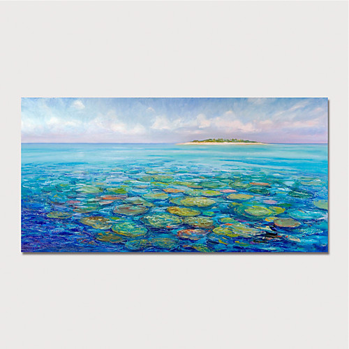 

Hand Painted Canvas Oilpainting Impression Waterlilies Home Decoration with Frame Painting Ready to Hang