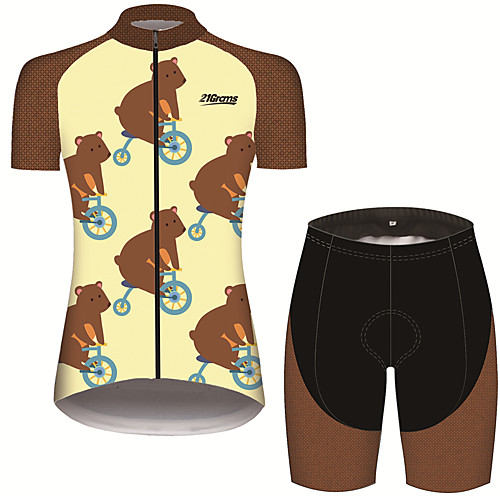 

21Grams Women's Short Sleeve Cycling Jersey with Shorts Spandex Polyester Brown Animal Mouse Bike Clothing Suit Breathable 3D Pad Quick Dry Ultraviolet Resistant Sweat-wicking Sports Animal Mountain