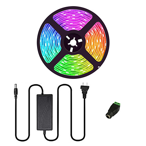 

5m Flexible LED Strip Lights Light Sets Tiktok Lights 300 LEDs SMD5050 10mm 1 X 12V 5A Power Supply 1 set Warm White White Red Waterproof Cuttable Party 12 V
