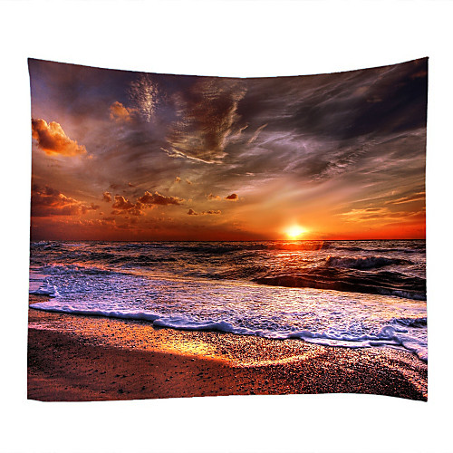 

Wall Tapestry Art Decor Blanket Curtain Picnic Tablecloth Hanging Home Bedroom Living Room Dorm Decoration Landscape Beach Sea Ocean Wave Sunrise Sunset Rosy Cloud