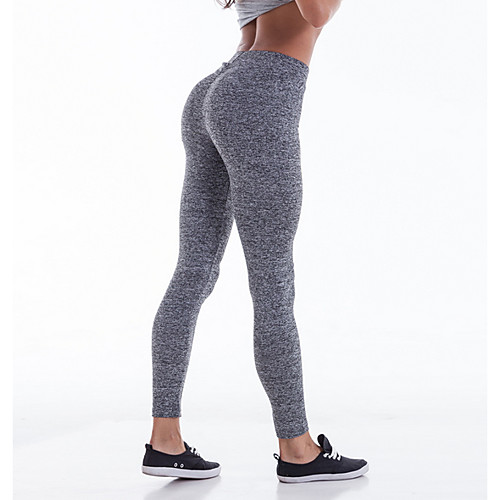 

Women's Sporty Legging - Solid Colored, Print Mid Waist Dark Gray Black Gray S M L / Slim