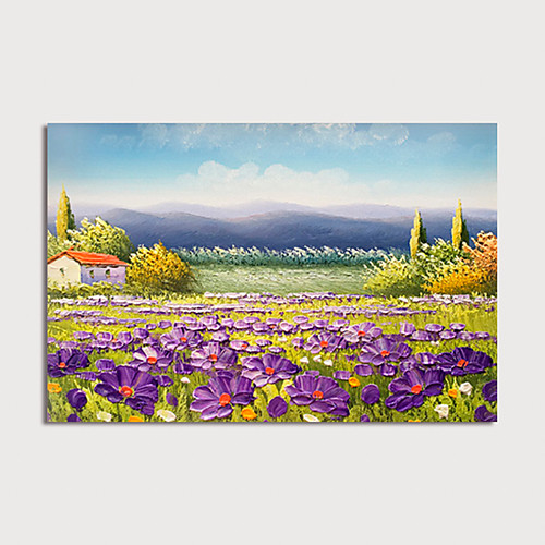 

Oil Painting Hand Painted Horizontal Landscape Floral / Botanical Modern Stretched Canvas