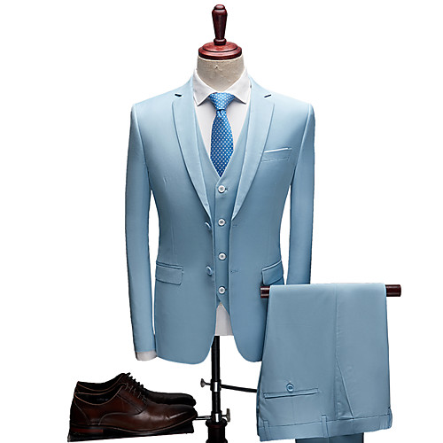 

Tuxedos Tailored Fit Slim Notch Single Breasted Two-buttons Polyester Solid Colored / British / Fashion