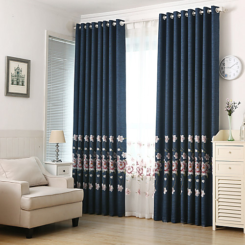 

Two Panel European Classical Style Imitation Linen Thick Shading Curtains Living Room Bedroom Dining Room Curtains