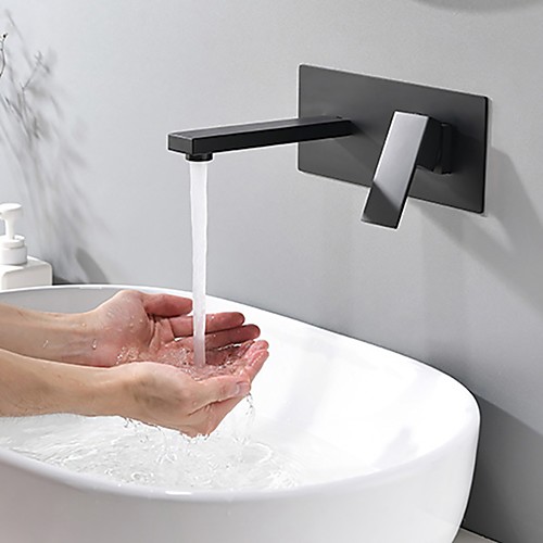 

Bathroom Sink Faucet - Wall Mount Painted Finishes Wall Mounted Single Handle Two HolesBath Taps