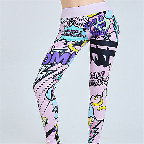 

Women's High Waist Yoga Pants Print Pink Blue Running Fitness Gym Workout Leggings Sport Activewear Quick Dry Butt Lift Tummy Control High Elasticity Skinny