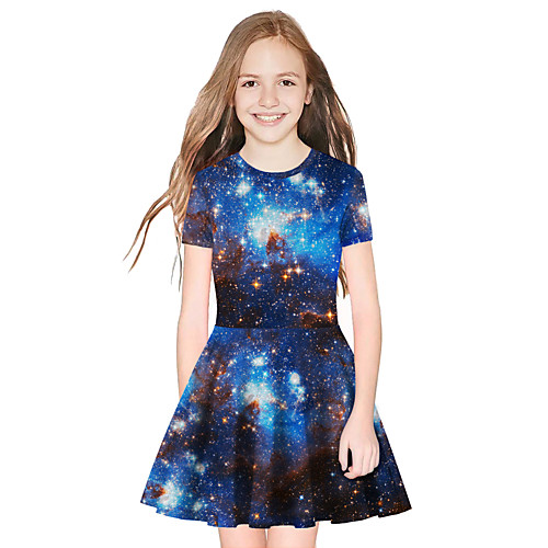 

Inspired by Galaxy Dress Cosplay Costume Polyster Print Dress For Girls'