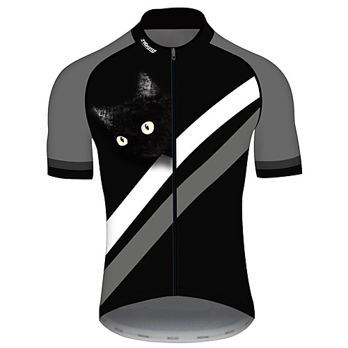 

21Grams Men's Short Sleeve Cycling Jersey Spandex Black Cat Solid Color Animal Bike Jersey Top Mountain Bike MTB Road Bike Cycling UV Resistant Breathable Quick Dry Sports Clothing Apparel / Stretchy