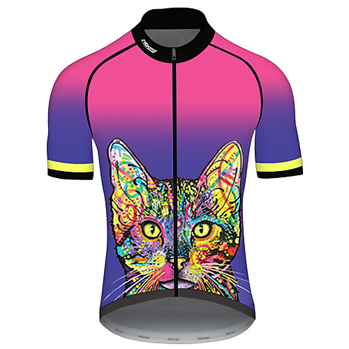 

21Grams Men's Short Sleeve Cycling Jersey Spandex BluePink Cat Butterfly Gradient Bike Jersey Top Mountain Bike MTB Road Bike Cycling UV Resistant Quick Dry Breathable Sports Clothing Apparel