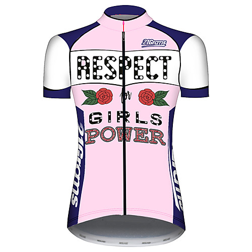 

21Grams Women's Short Sleeve Cycling Jersey Pink Floral Botanical Rose Bike Jersey Top Mountain Bike MTB Road Bike Cycling UV Resistant Breathable Quick Dry Sports Clothing Apparel / Stretchy