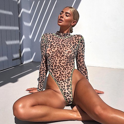 

Women's Leopard Bodysuit Daily Brown