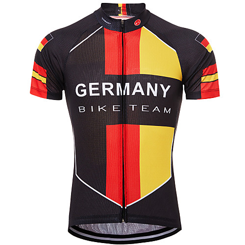 

21Grams Germany National Flag Men's Short Sleeve Cycling Jersey - Red / Yellow Bike Top UV Resistant Breathable Quick Dry Sports Terylene Mountain Bike MTB Road Bike Cycling Clothing Apparel