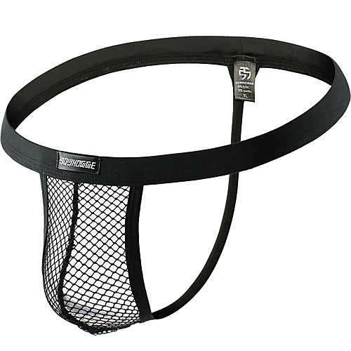 

Men's Mesh G-string Underwear - Normal Low Waist Black White M L XL