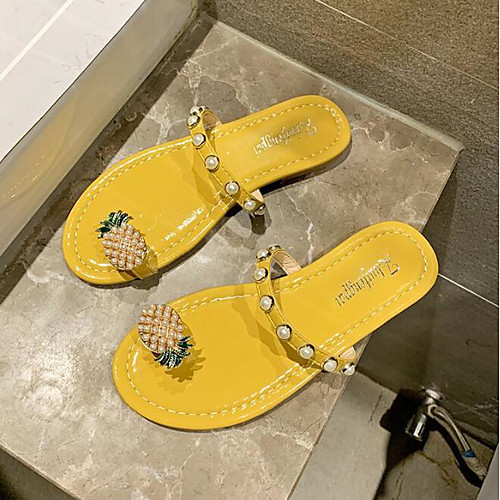 

Women's Sandals Flat Sandal Katy Perry Sandals Summer Flat Heel Round Toe Daily PU Black / Yellow / Green