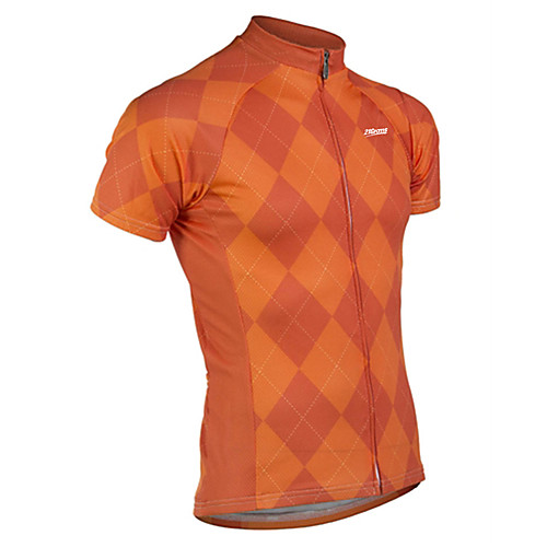 

21Grams Men's Short Sleeve Cycling Jersey Spandex Polyester Red Blue Grey Plaid Checkered Bike Jersey Top Mountain Bike MTB Road Bike Cycling UV Resistant Breathable Quick Dry Sports Clothing Apparel