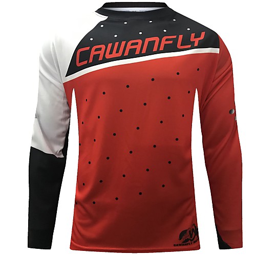 

CAWANFLY Men's Long Sleeve Cycling Jersey Downhill Jersey Dirt Bike Jersey Winter Polyester Black Polka Dot Patchwork Novelty Bike Jersey Top Mountain Bike MTB Breathable Quick Dry Sweat-wicking