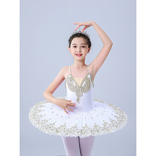 

Kids' Dancewear Gymnastics Ballet Leotard / Onesie Scattered Bead Floral Motif Style Pleats Pearls Girls' Performance Theme Party Sleeveless Tulle Polyester