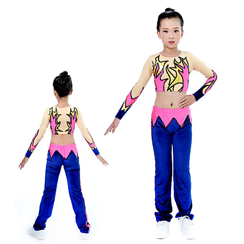 

Cheerleader Costume Gymnastics Suits Women's Girls' Kids Pants / Trousers Spandex High Elasticity Handmade Long Sleeve Competition Dance Rhythmic Gymnastics Gymnastics Blue