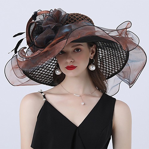 

Vintage Style Fashion Tulle / Organza Hats / Headwear with Bowknot / Flower / Trim 1 Piece Wedding / Outdoor Headpiece