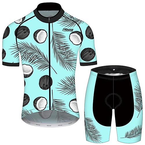 

21Grams Men's Short Sleeve Cycling Jersey with Shorts Spandex Polyester Black / Blue Floral Botanical Fruit Coconut Tree Bike Clothing Suit UV Resistant Breathable 3D Pad Quick Dry Sweat-wicking