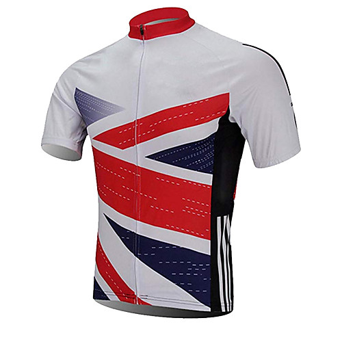 

21Grams Men's Short Sleeve Cycling Jersey Red / White UK National Flag Bike Jersey Top Mountain Bike MTB Road Bike Cycling UV Resistant Breathable Quick Dry Sports Clothing Apparel / Stretchy