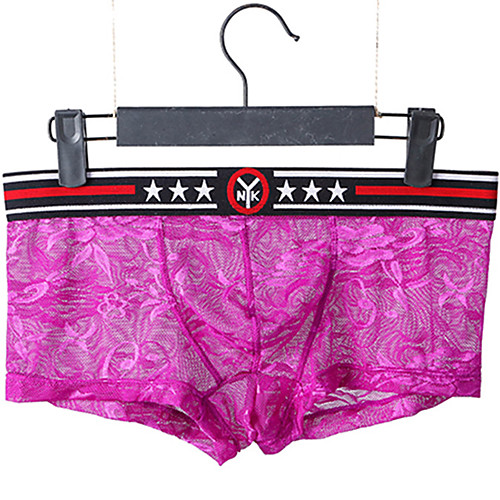 

Men's Lace Boxers Underwear - Normal Low Waist Black Purple Blue M L XL