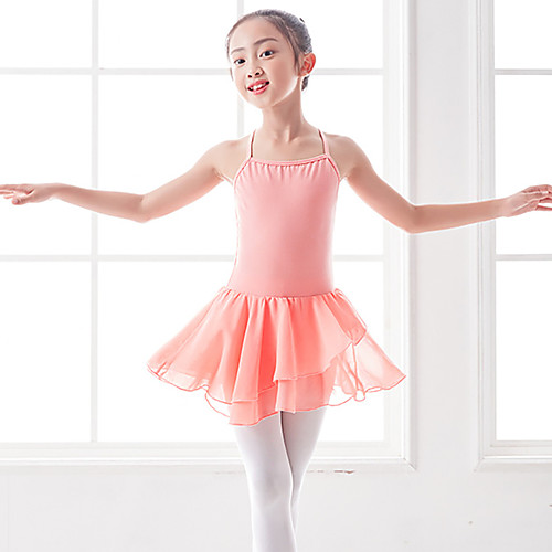 

Ballet Dress Criss Cross Cascading Ruffles Split Joint Girls' Training Performance Sleeveless Natural Polyester / Cotton Blend Lycra