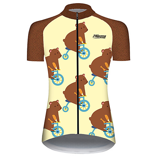 

21Grams Women's Short Sleeve Cycling Jersey Spandex Brown Patchwork Mouse Animal Bike Jersey Top Mountain Bike MTB Road Bike Cycling UV Resistant Quick Dry Breathable Sports Clothing Apparel