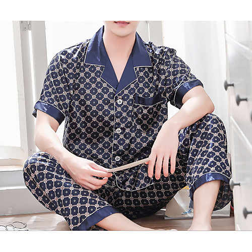 

Men's Notch Lapel Suits Pajamas Geometric