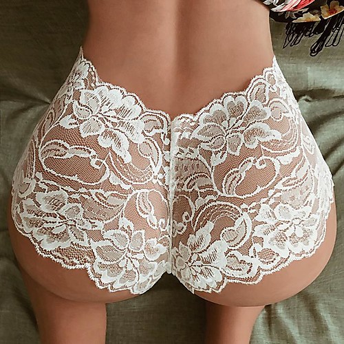 

Women's Lace Shorties & Boyshorts Panties - Normal Low Waist Black White S M L
