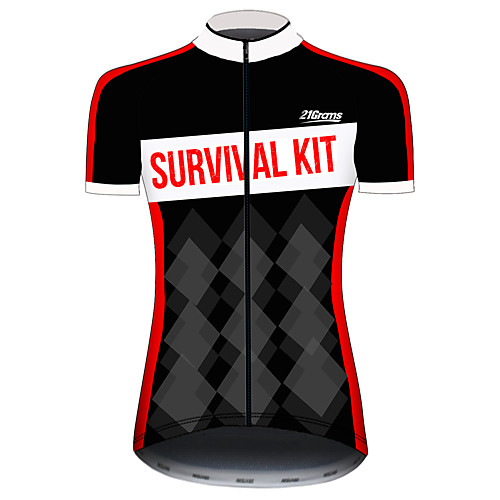 

21Grams Women's Short Sleeve Cycling Jersey Spandex Black Plaid Checkered Solid Color Bike Jersey Top Mountain Bike MTB Road Bike Cycling UV Resistant Quick Dry Breathable Sports Clothing Apparel