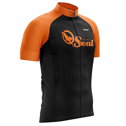 

21Grams Men's Short Sleeve Cycling Jersey Spandex Black / Orange Patchwork Solid Color Bike Jersey Top Mountain Bike MTB Road Bike Cycling UV Resistant Breathable Quick Dry Sports Clothing Apparel