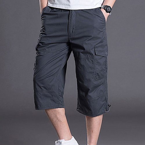 

Men's Basic Shorts Bermuda shorts Pants Solid Colored Black Army Green Khaki Gray