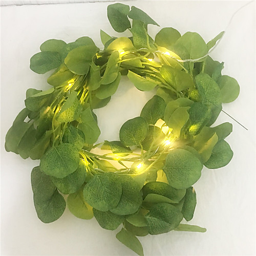 

New Artificial Ivy Eucalyptus Leaves Fairy Led String Garland Party Holiday Decor Lighting Led String For Wedding Home Led AA Battery Power 2M 20Leds