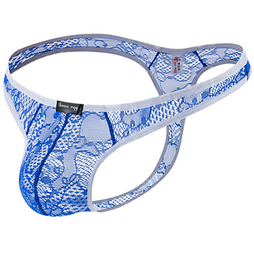 

Men's Lace G-string Underwear - Normal Low Waist Black Light Blue White M L XL