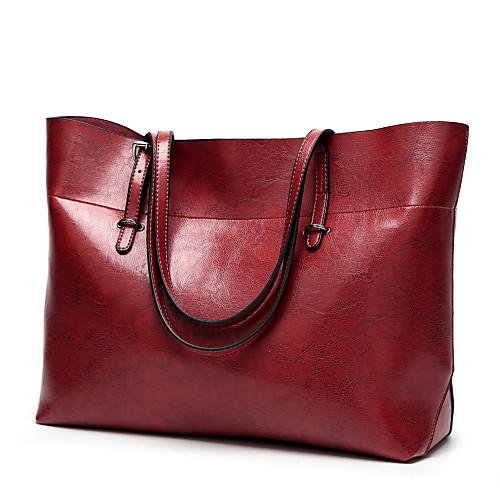 

Women's Zipper Polyester / PU Top Handle Bag Solid Color Black / Brown / Wine